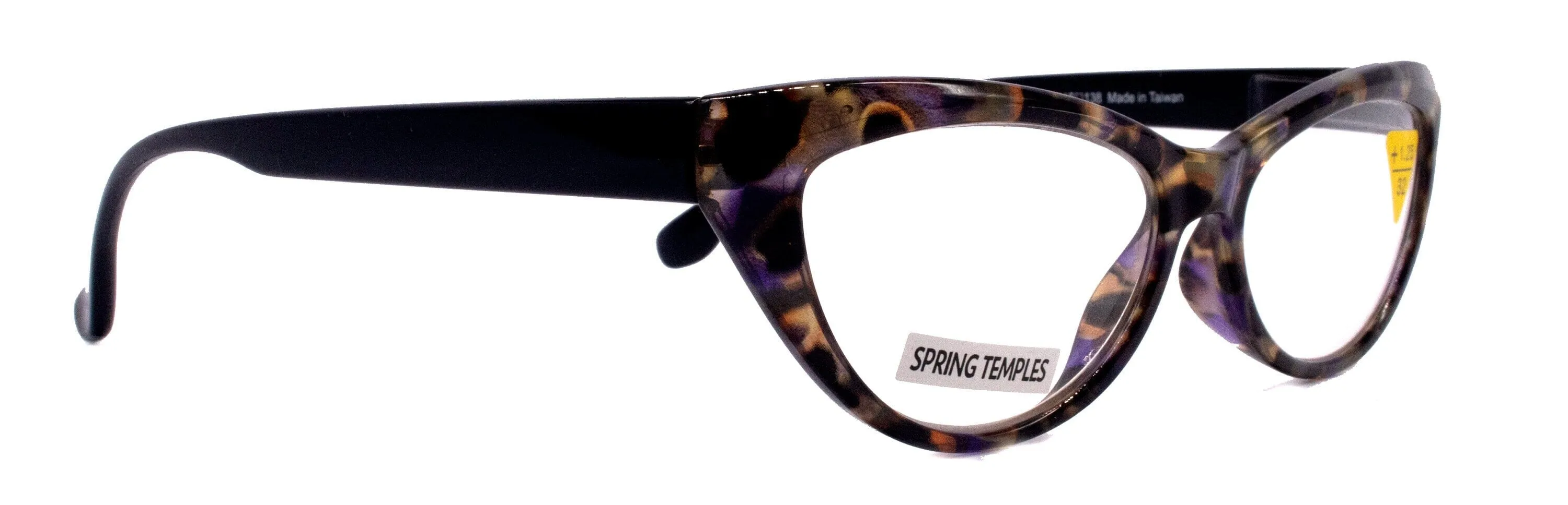 Lynx, (Premium) Reading Glass, High End Readers  1.25.. 3 Magnifying, Cat Eye optical Frame, Tortoise Shell (Brown, Purple) NY Fifth Avenue