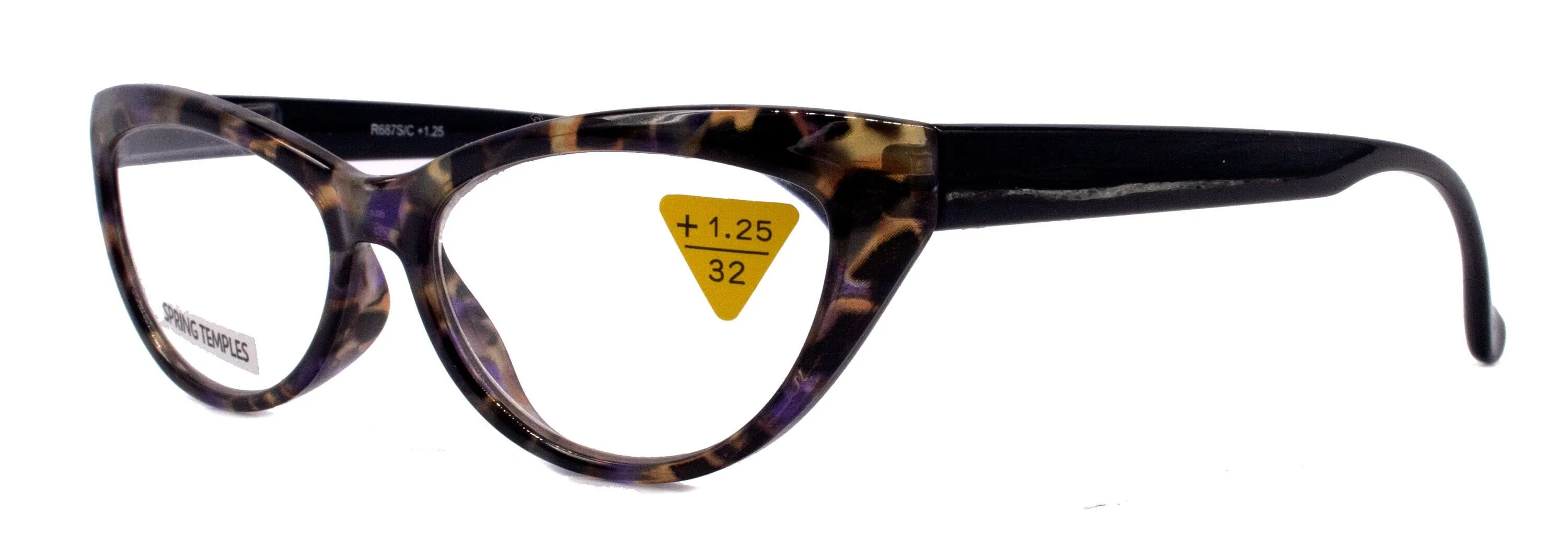 Lynx, (Premium) Reading Glass, High End Readers  1.25.. 3 Magnifying, Cat Eye optical Frame, Tortoise Shell (Brown, Purple) NY Fifth Avenue