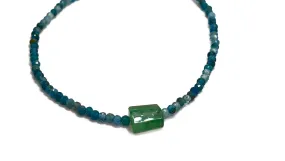 Margaret Solow | Chrysocolla and Emerald  Bracelet on Silk Cord