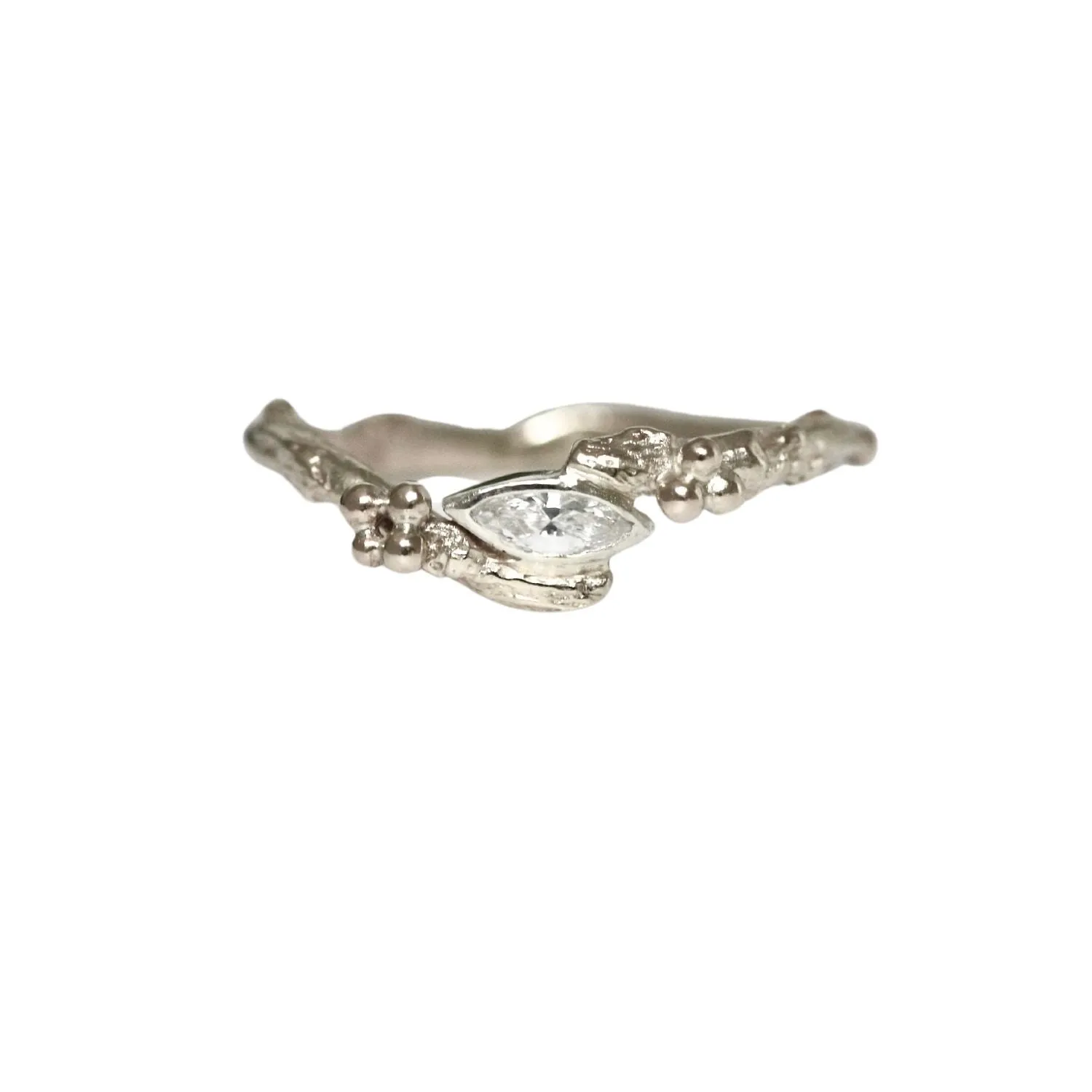 Marquise Diamond Nature Engagement Ring, Dainty Gold Twig Engagement Ring