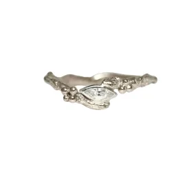 Marquise Diamond Nature Engagement Ring, Dainty Gold Twig Engagement Ring