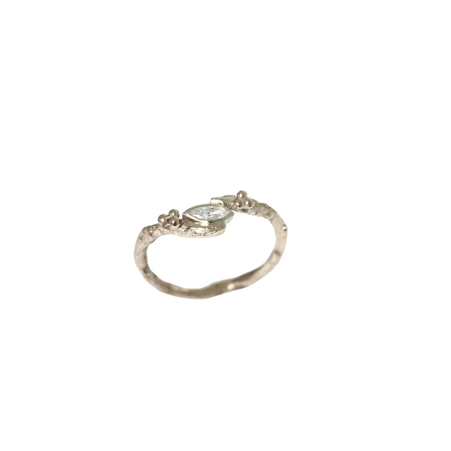 Marquise Diamond Nature Engagement Ring, Dainty Gold Twig Engagement Ring