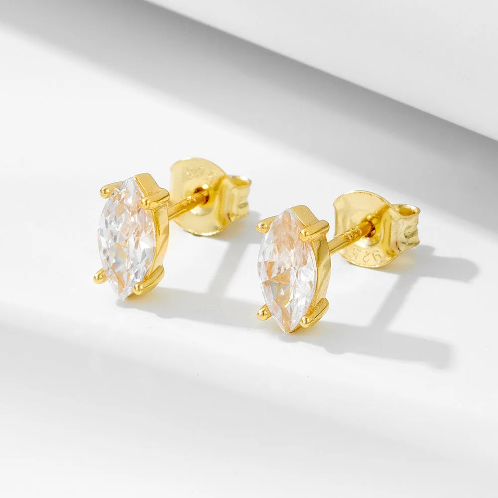 Marquise Shape Zircon Sterling Silver Stud Earrings