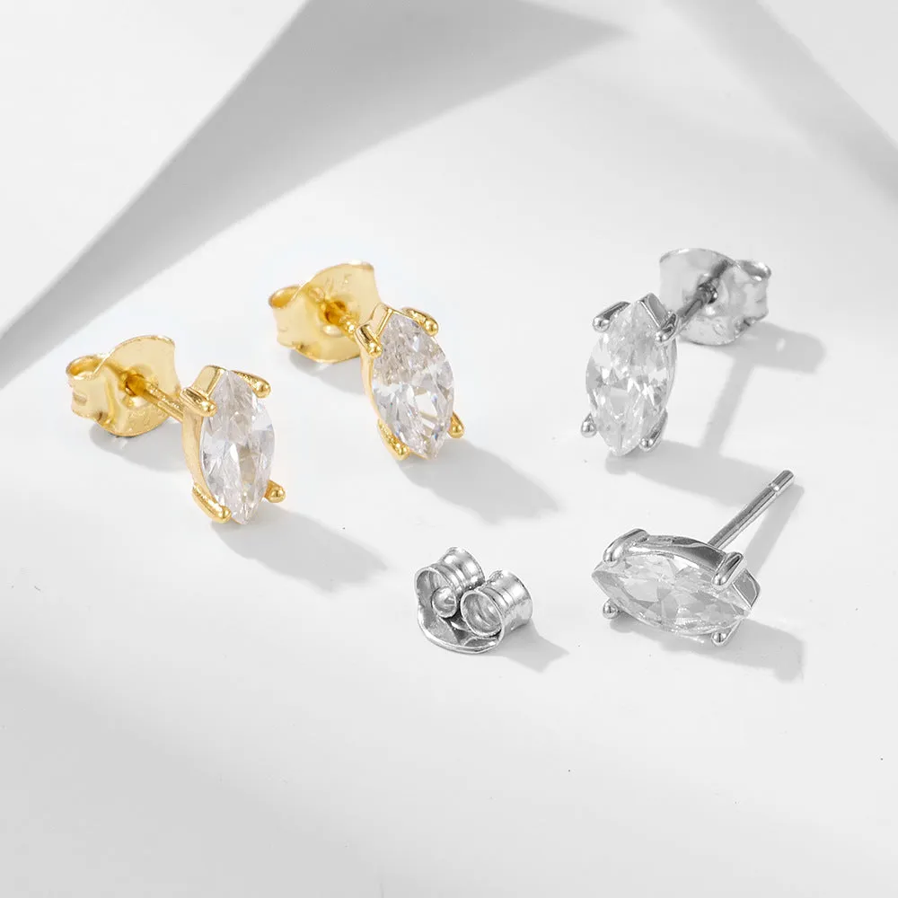 Marquise Shape Zircon Sterling Silver Stud Earrings