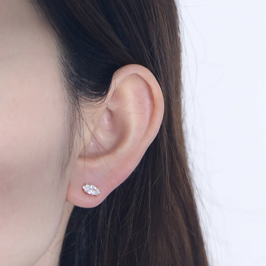 Marquise Shape Zircon Sterling Silver Stud Earrings