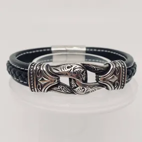 Men's Stainless Steel Carved Viking Bracelet