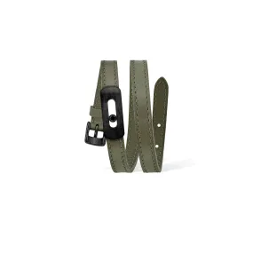 MESSIKA, MY MOVE LEATHER BRACELET, OLIVE GREEN, BLACK TITANIUM