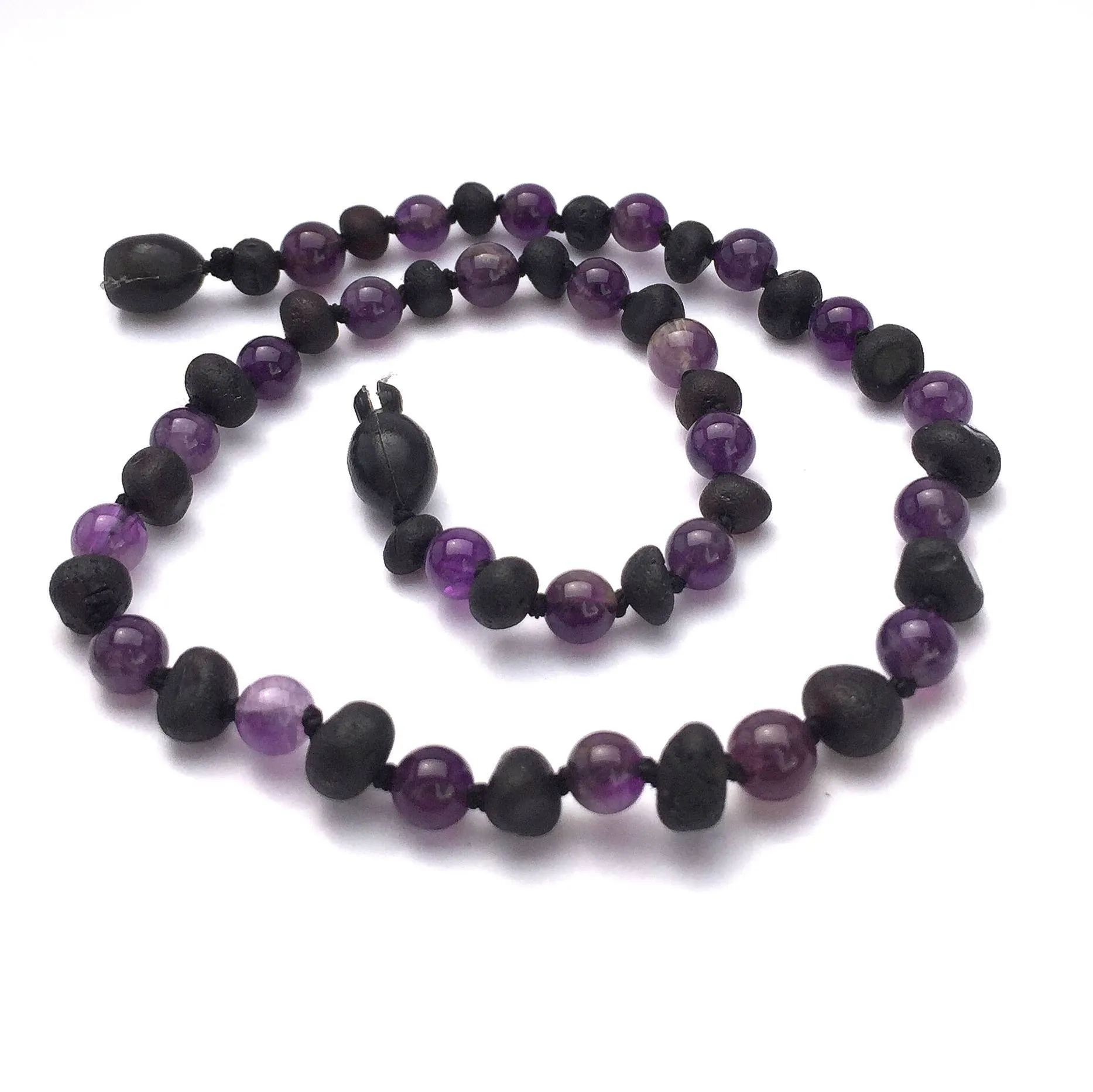 Momma Goose Amber - Raw Cherry & Amethyst Baby Necklace