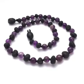 Momma Goose Amber - Raw Cherry & Amethyst Baby Necklace