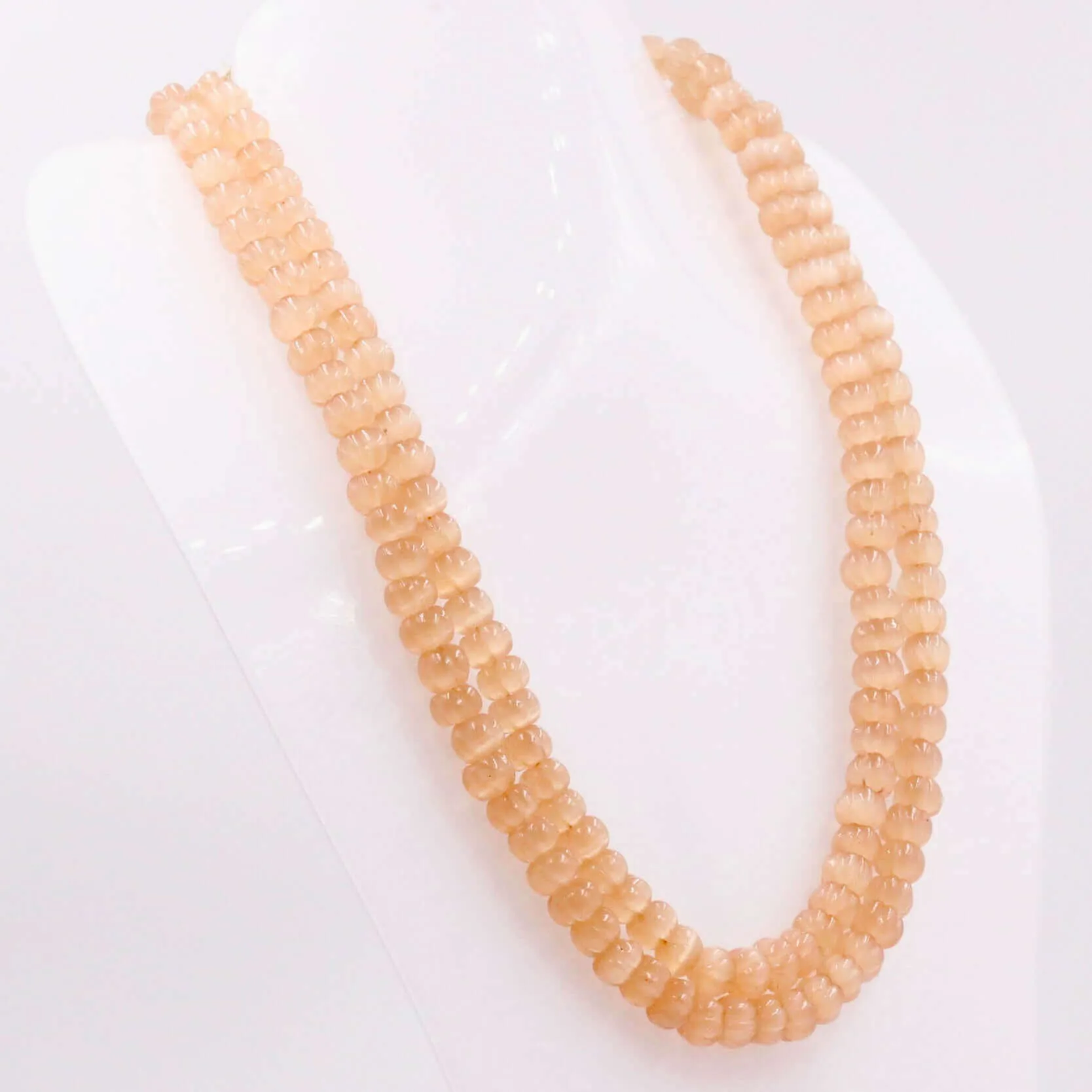 Mona Lisa Quartz Necklace Carved Gemstone Necklace Quartz Necklace Pumpkin Necklace Gemstone Necklace Beaded Necklace SKU: 6143176