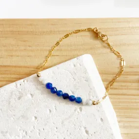 Moonstone and kyanite chain Bracelet in Gold or silver