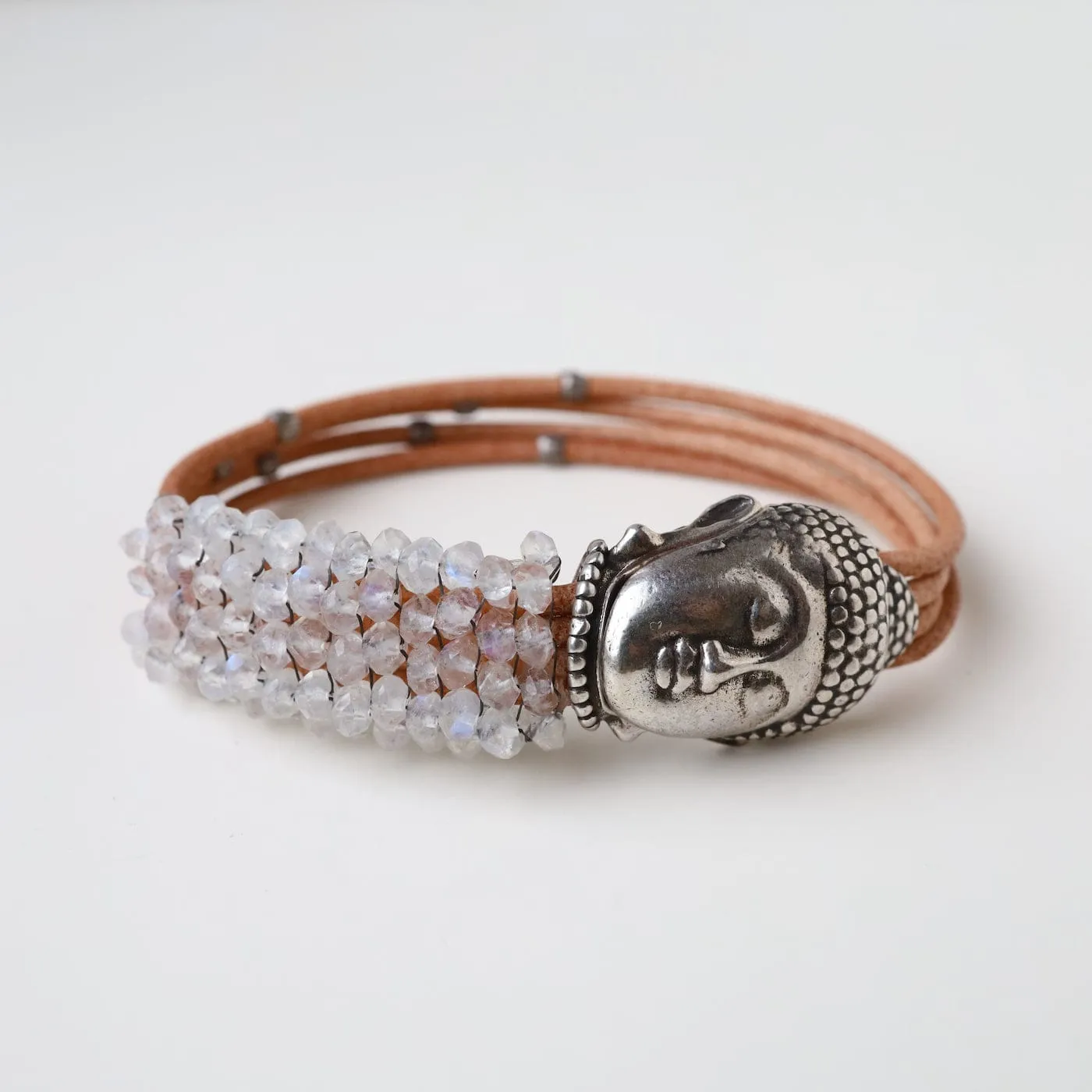 Moonstone Buddha Clasp Bracelet