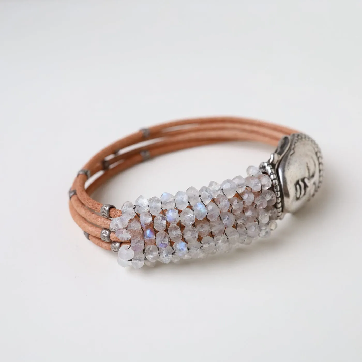 Moonstone Buddha Clasp Bracelet