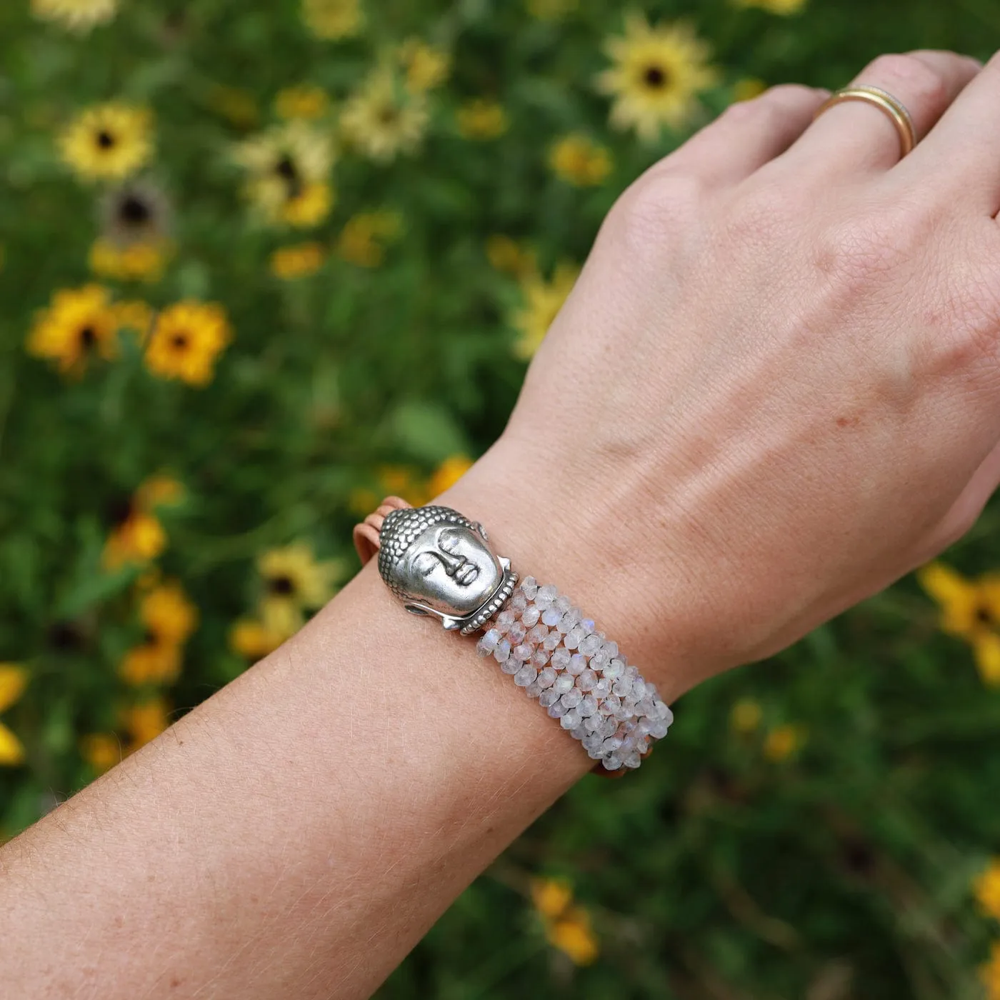 Moonstone Buddha Clasp Bracelet