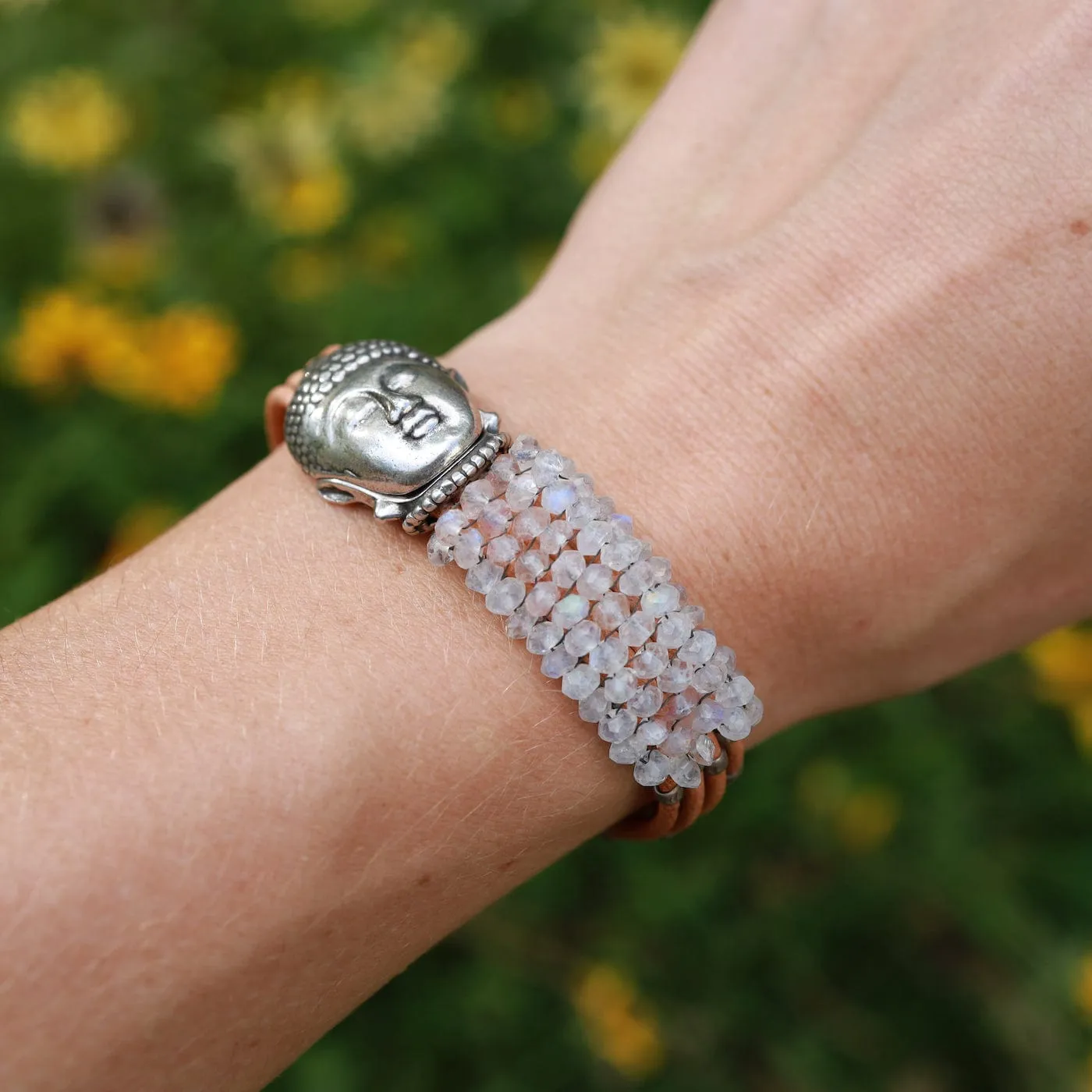 Moonstone Buddha Clasp Bracelet
