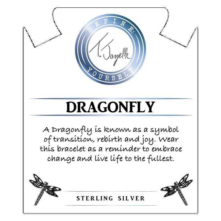 Moonstone Gemstone Bracelet with Dragonfly Sterling Silver Charm