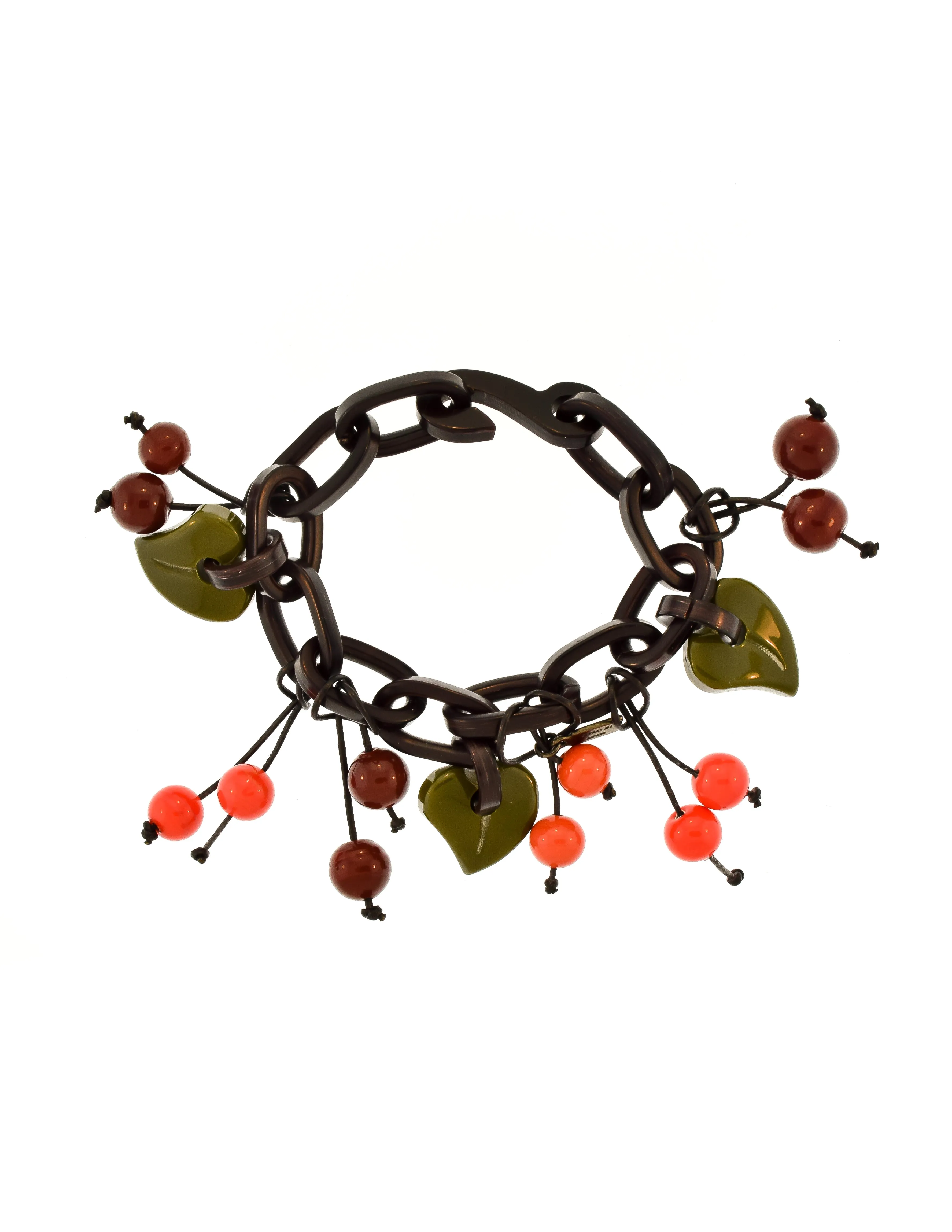 Moschino Vintage Cherry Chain Necklace and Bracelet Set