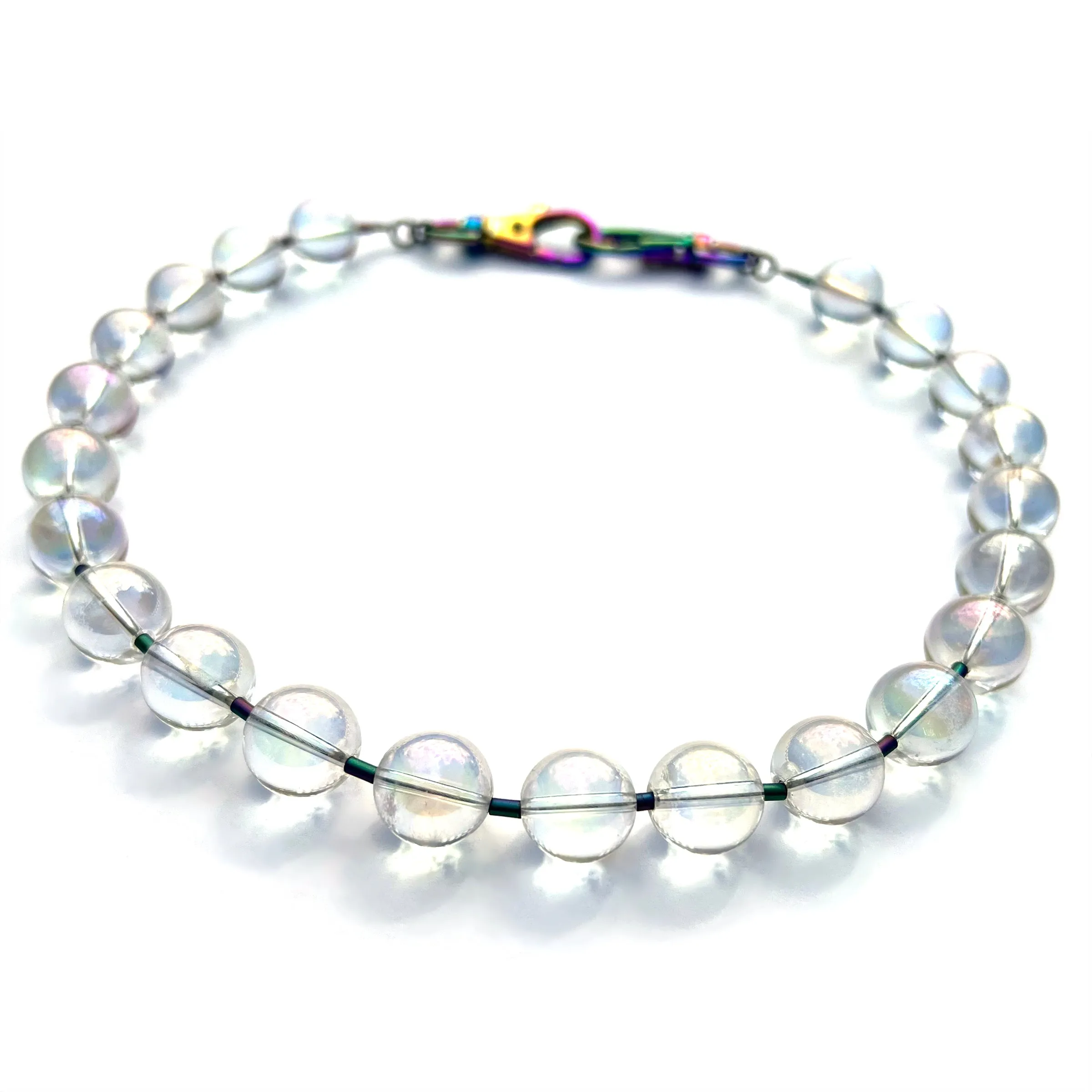 MPR x IMAGINARIUM: Clear Quartz Spheres   Iridescent Hematite Mix Necklace