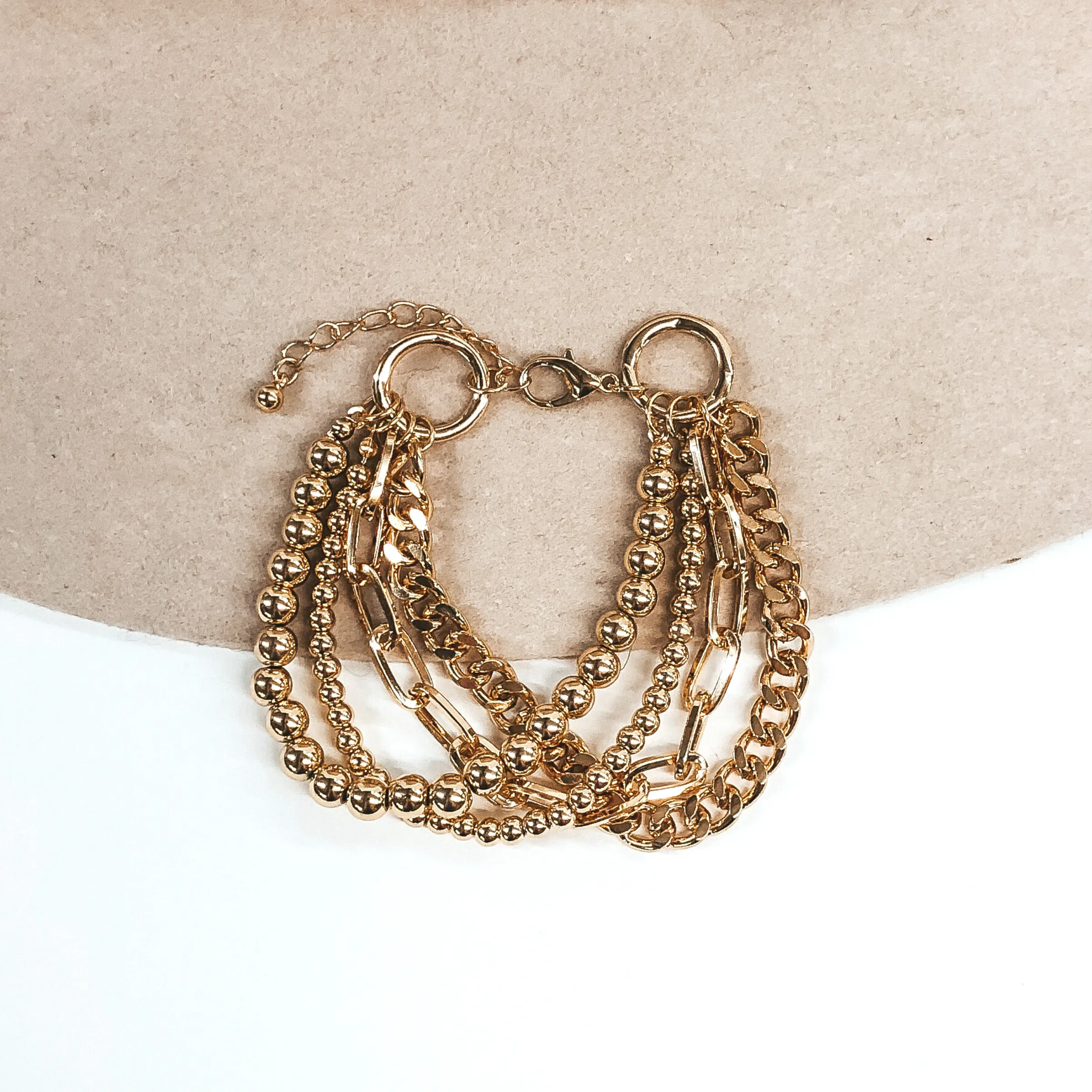 Multi Layered Chain Bracelet in Gold