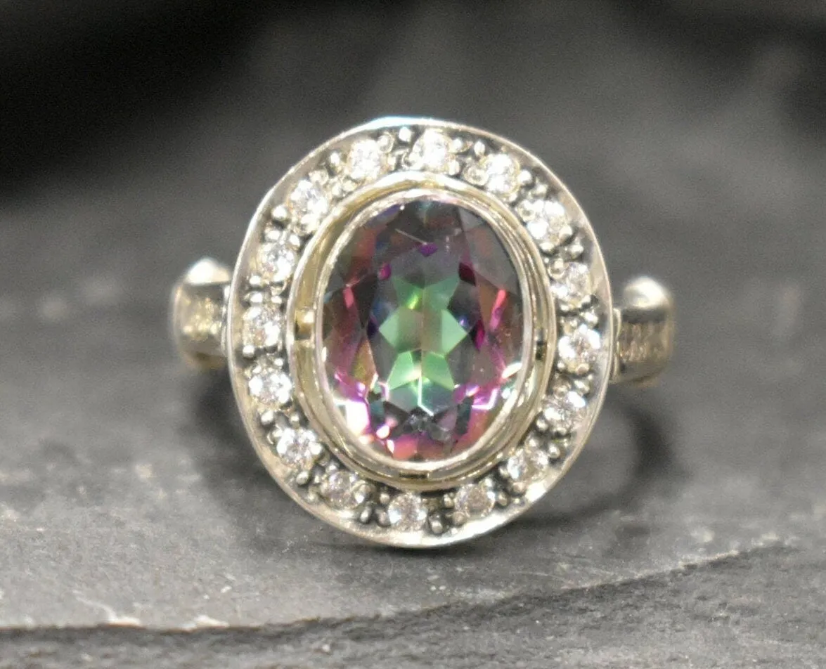 Mystic Topaz Ring - Vintage Topaz Ring - Purple Bezel Ring