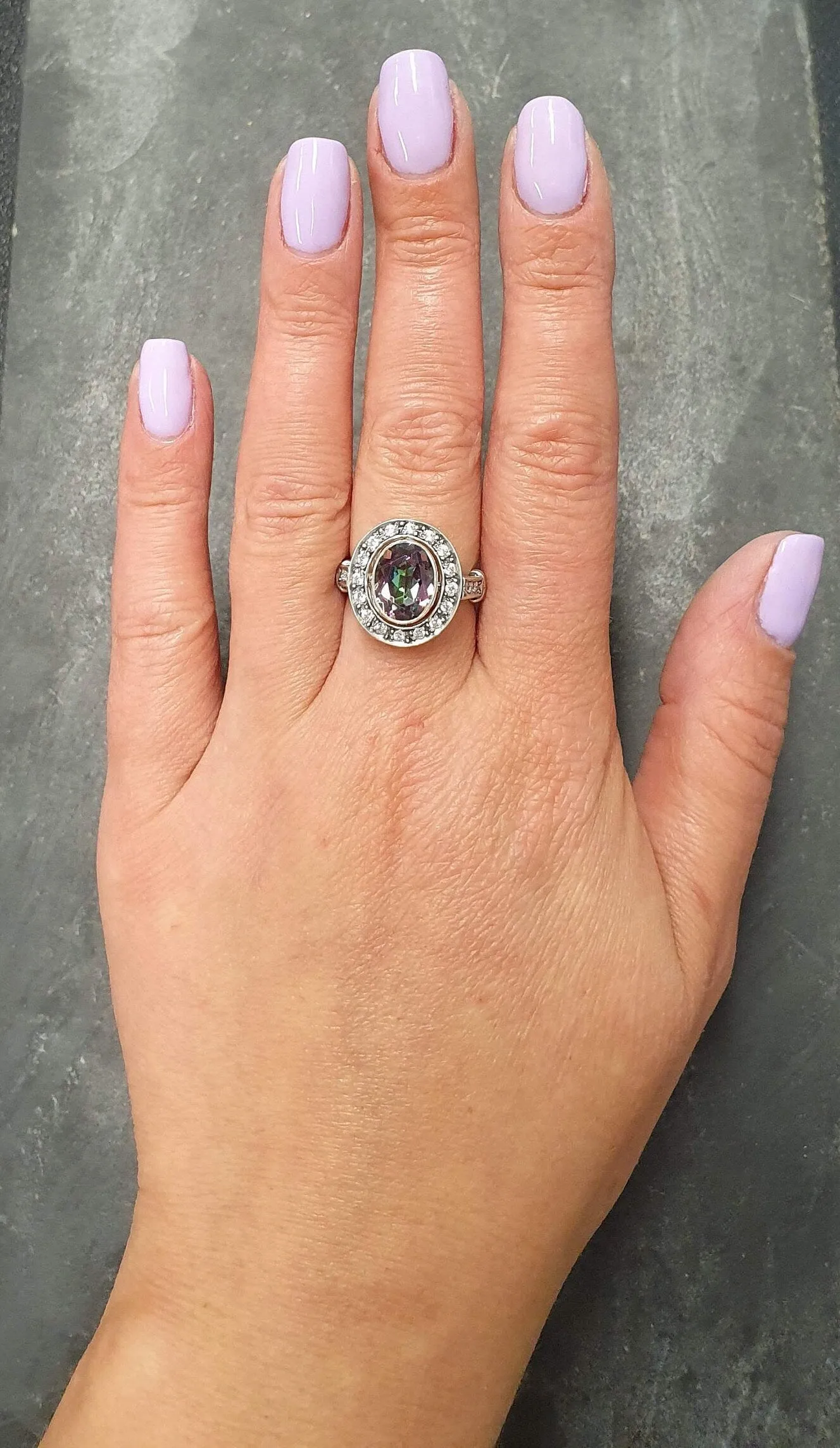 Mystic Topaz Ring - Vintage Topaz Ring - Purple Bezel Ring