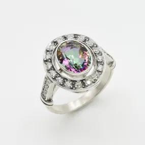 Mystic Topaz Ring - Vintage Topaz Ring - Purple Bezel Ring