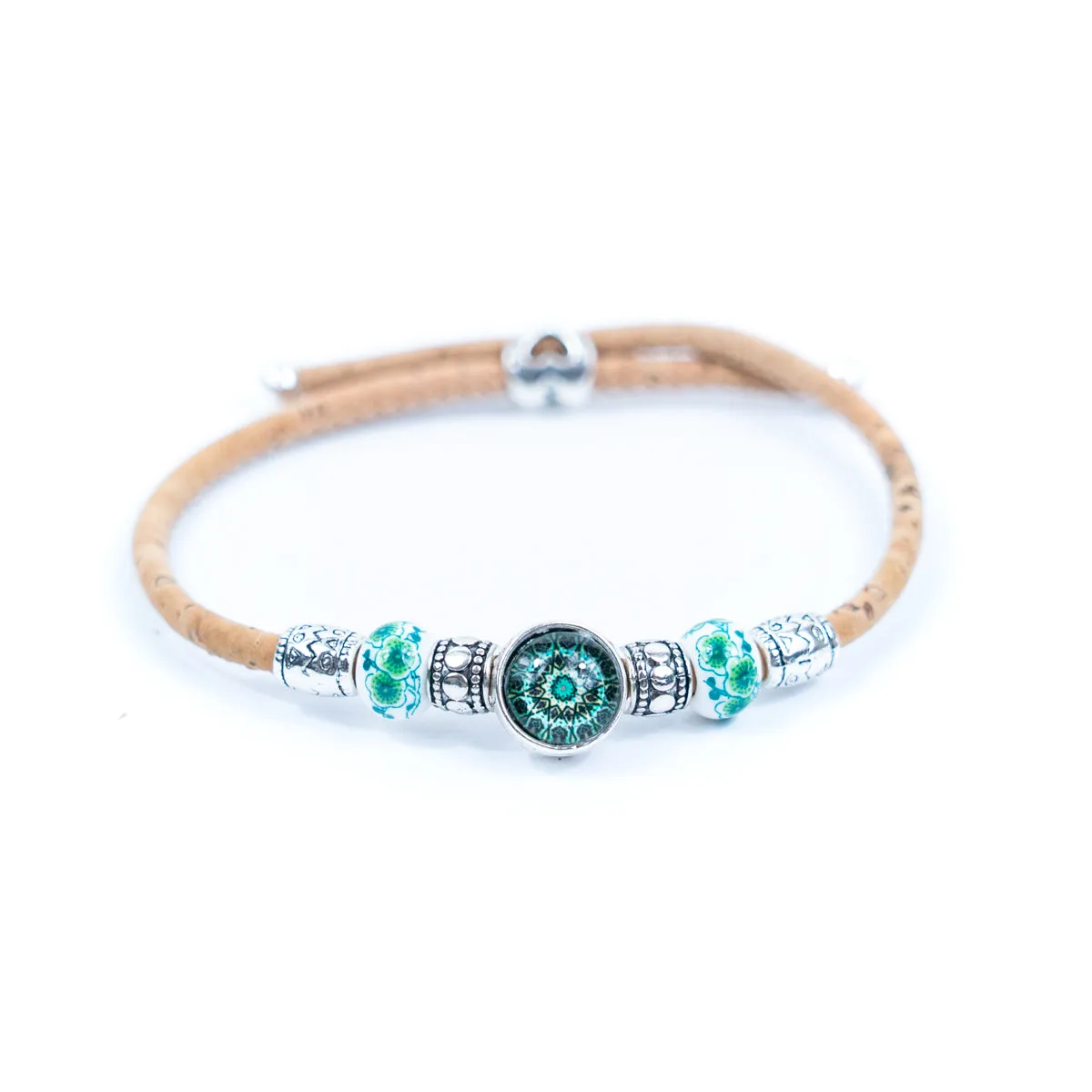 Natural cork cord and ceramic beads handmade women's fashion bracelet BR-456-MIX-5