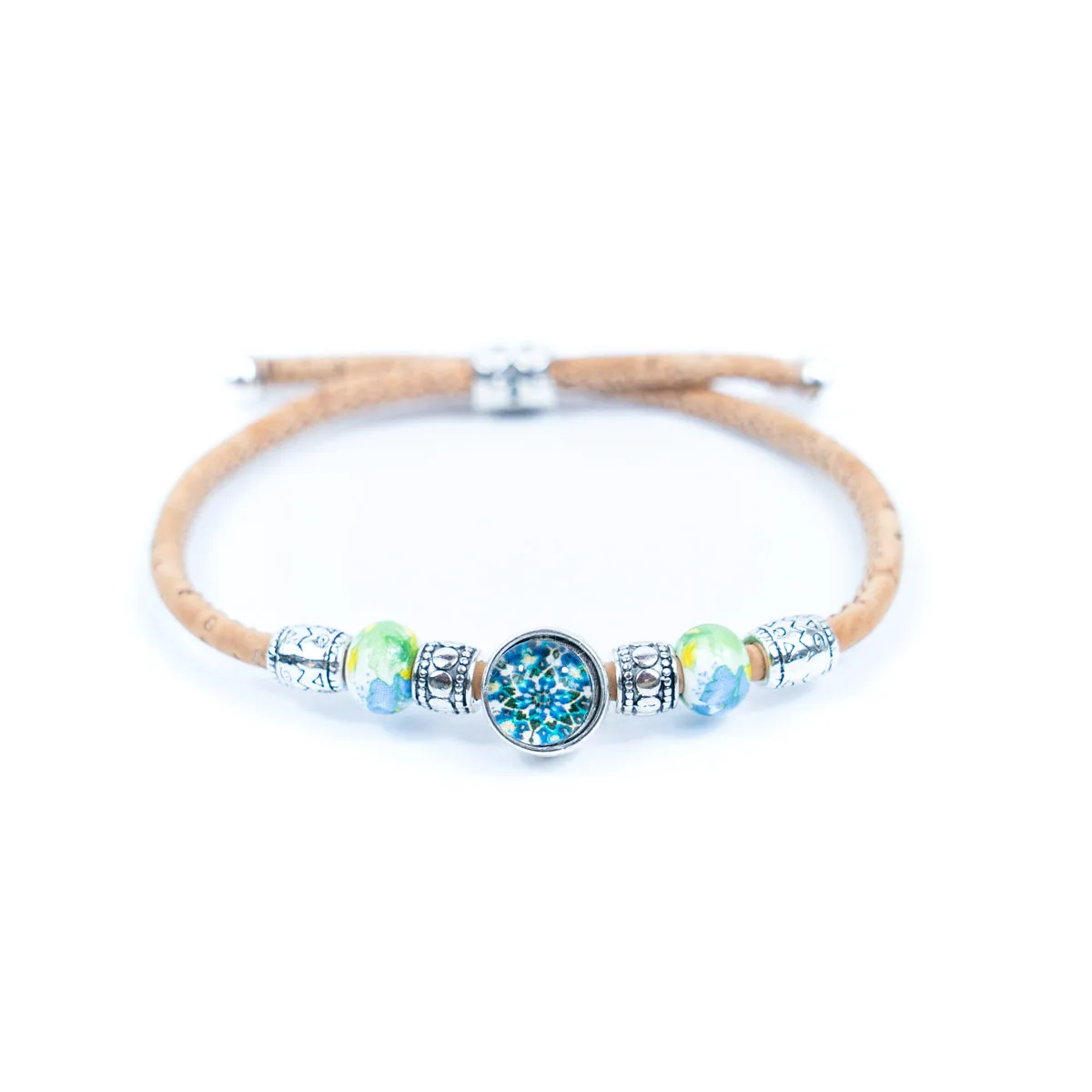 Natural cork cord and ceramic beads handmade women's fashion bracelet BR-456-MIX-5