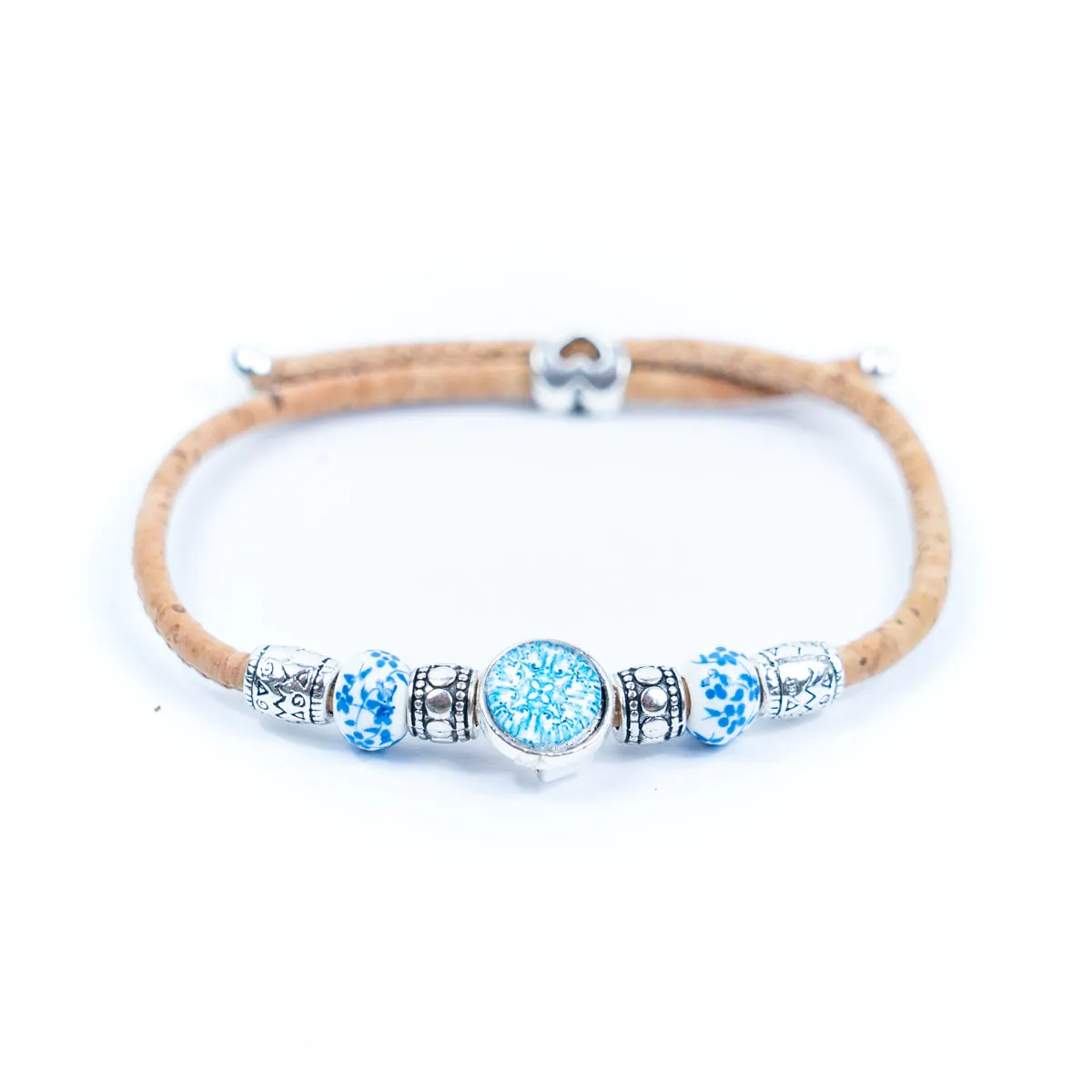 Natural cork cord and ceramic beads handmade women's fashion bracelet BR-456-MIX-5