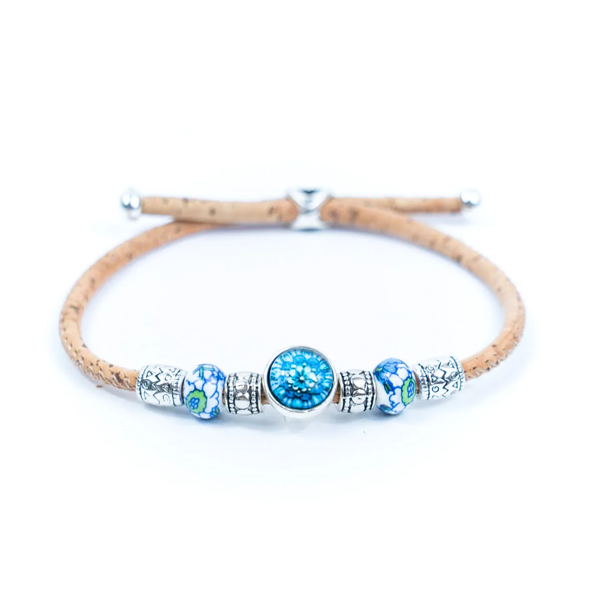 Natural cork cord and ceramic beads handmade women's fashion bracelet BR-456-MIX-5