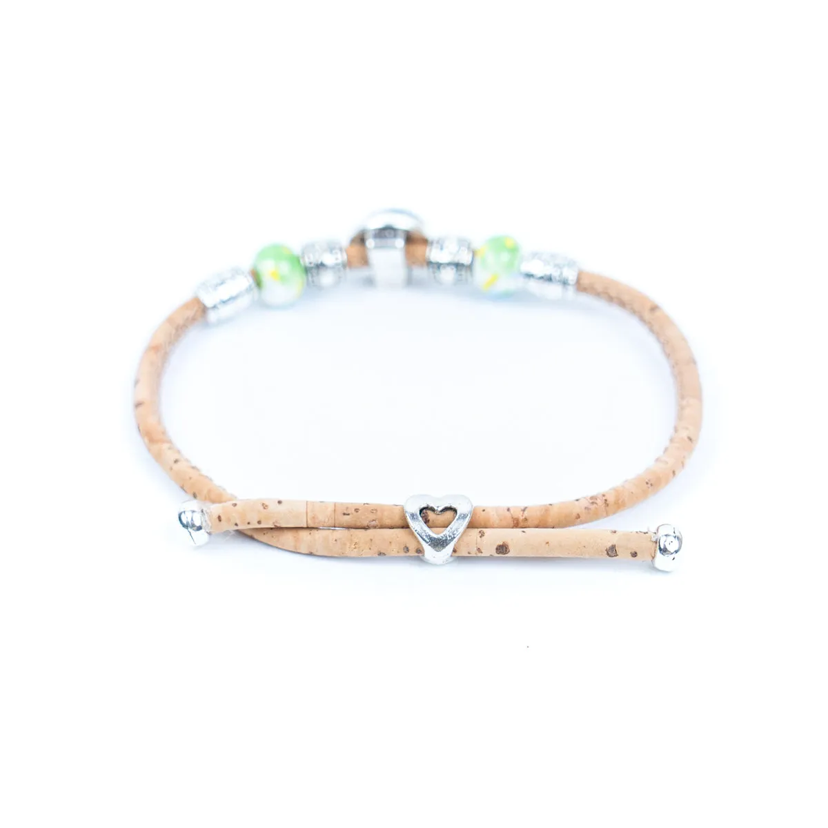 Natural cork cord and ceramic beads handmade women's fashion bracelet BR-456-MIX-5
