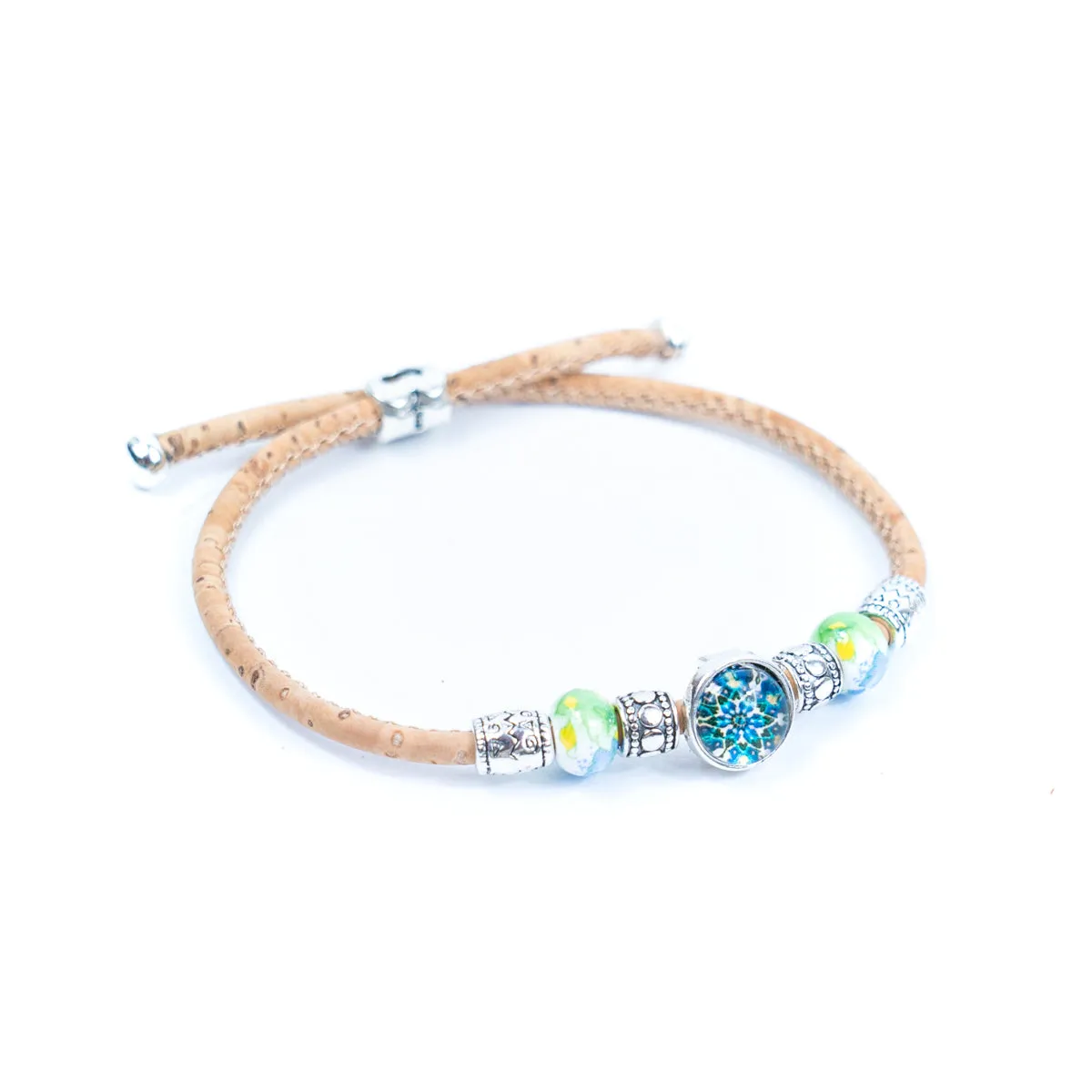 Natural cork cord and ceramic beads handmade women's fashion bracelet BR-456-MIX-5