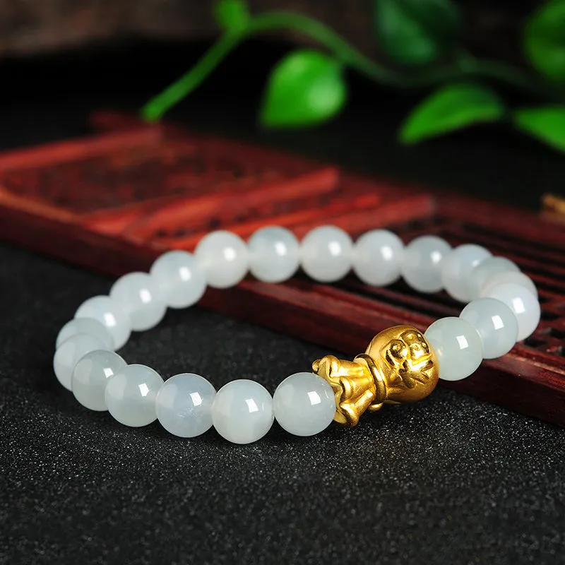 Natural Jade Bracelet Jadeite Gold Bracelet BT35