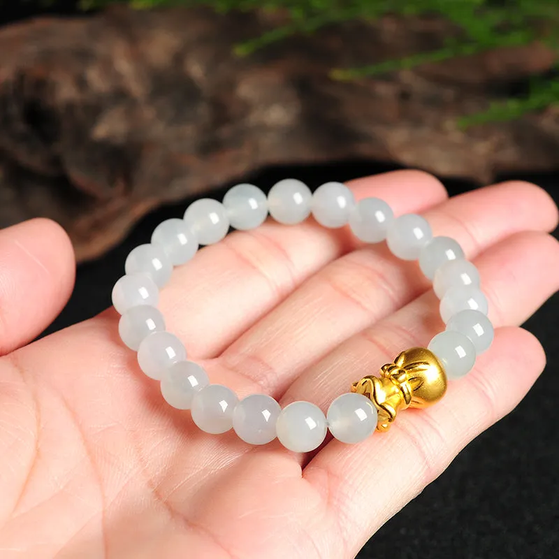 Natural Jade Bracelet Jadeite Gold Bracelet BT35