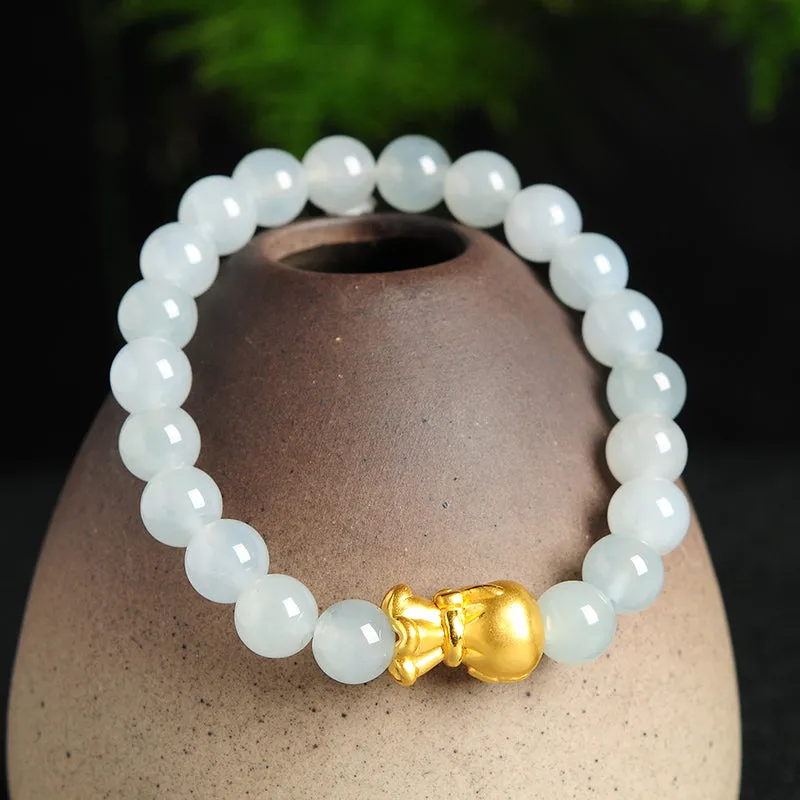 Natural Jade Bracelet Jadeite Gold Bracelet BT35
