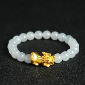Natural Jade Bracelet Jadeite Gold Pixiu Bracelet BT32