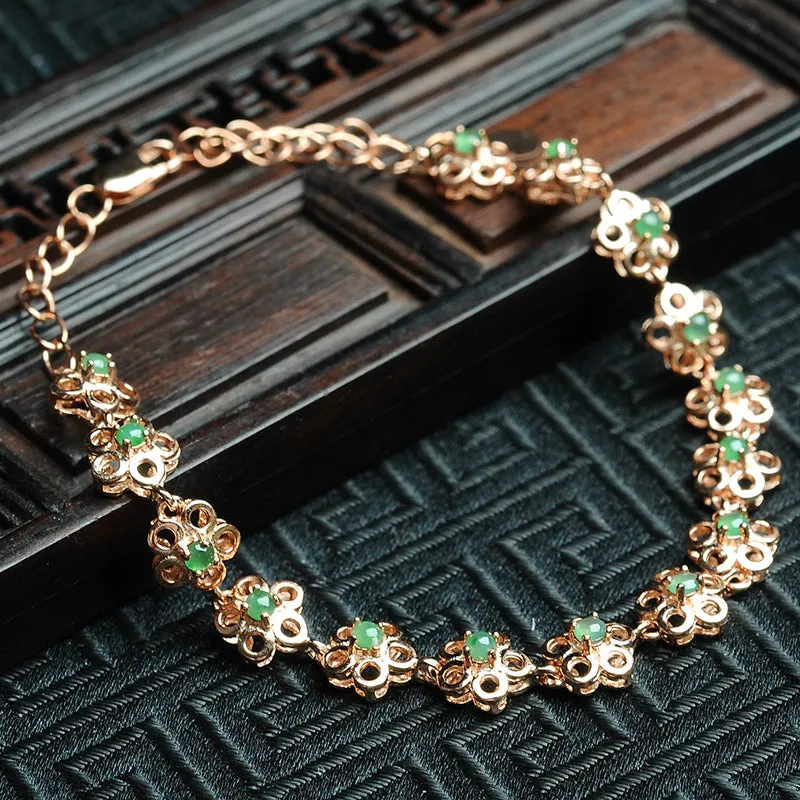 Natural Jade Bracelet Jadeite Silver Bracelet BT117