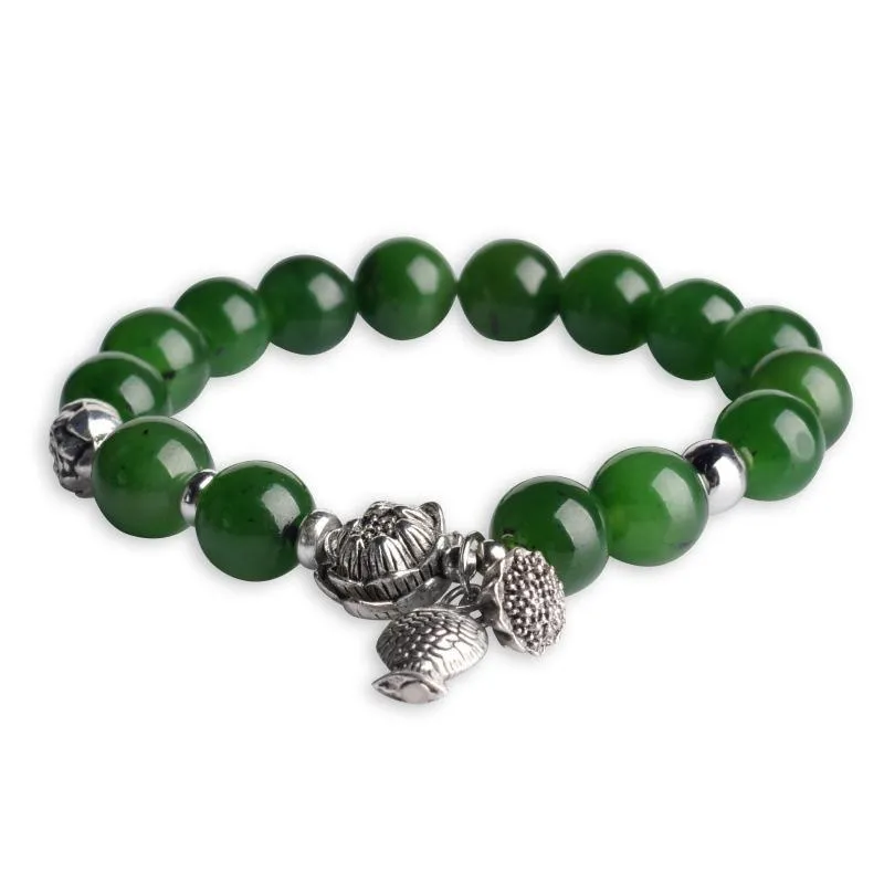 Natural Jade Bracelet Nephrite Alloy Bracelet NB156