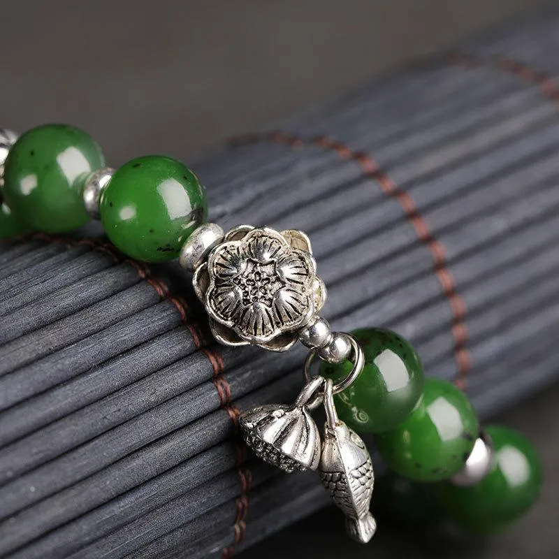 Natural Jade Bracelet Nephrite Alloy Bracelet NB156