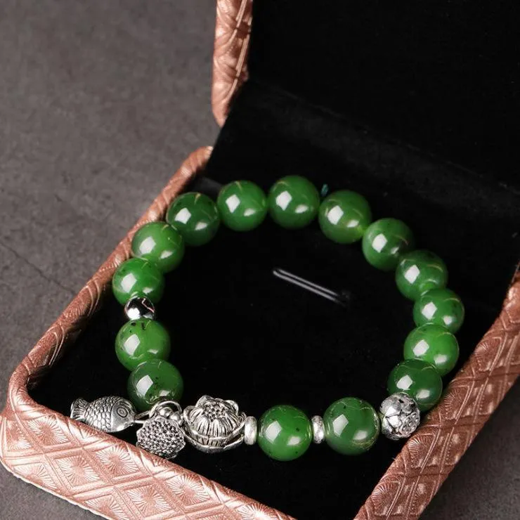 Natural Jade Bracelet Nephrite Alloy Bracelet NB156