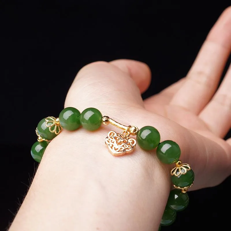 Natural Jade Bracelet Nephrite Alloy Bracelet NB160