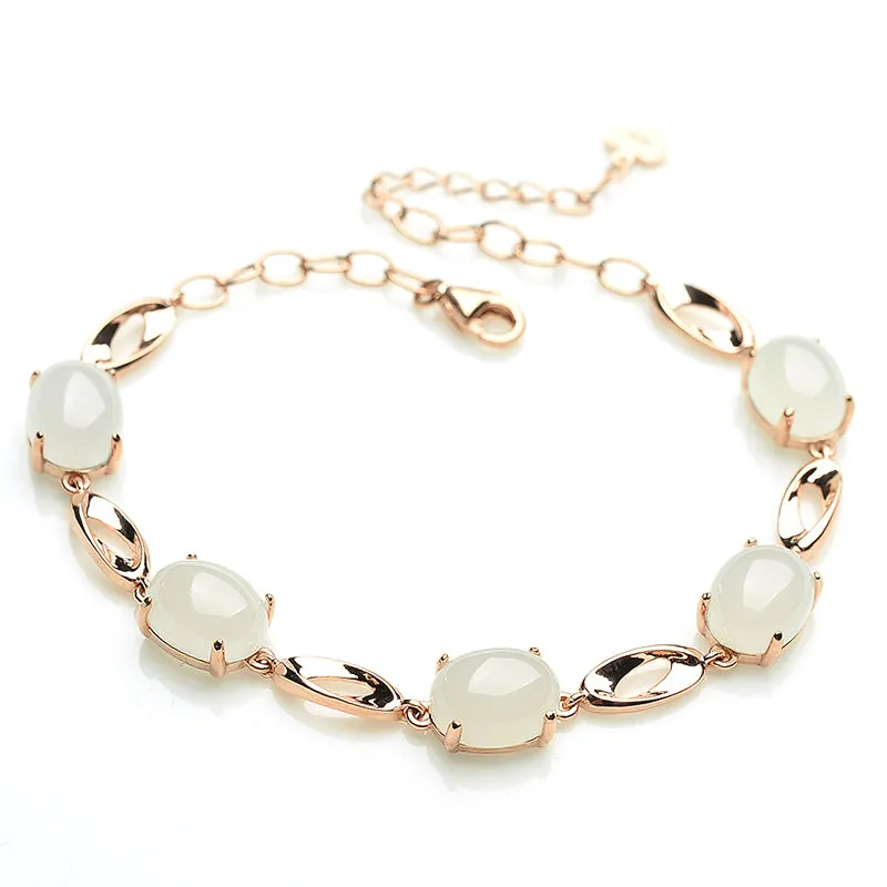 Natural Jade Bracelet Nephrite Silver Bracelet WB9