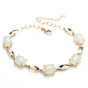Natural Jade Bracelet Nephrite Silver Bracelet WB9