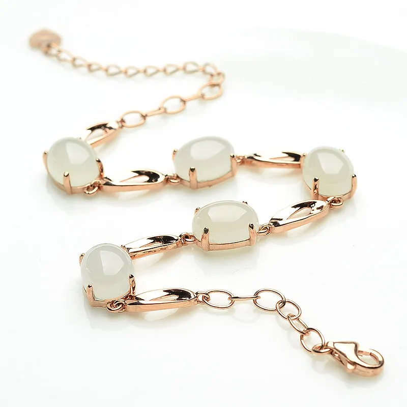 Natural Jade Bracelet Nephrite Silver Bracelet WB9