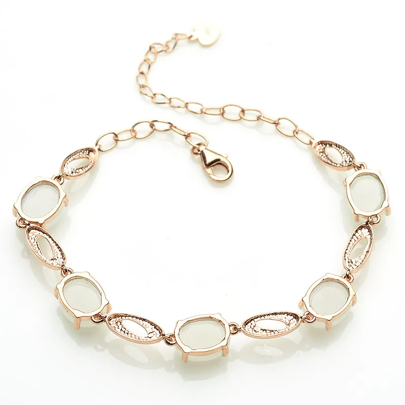 Natural Jade Bracelet Nephrite Silver Bracelet WB9