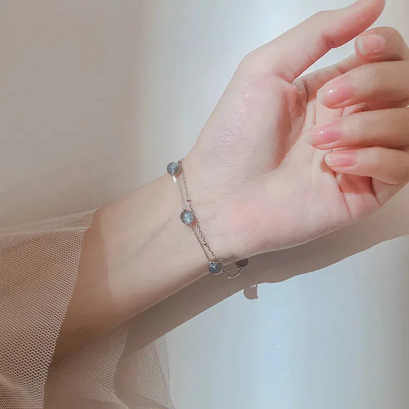 Natural Moonstone Double Bracelet