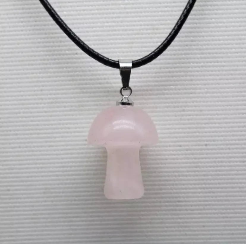 Necklace - Mushroom - Rose Quartz