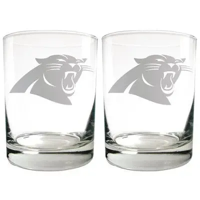 NFL Carolina Panthers Laser Etched Rocks Glass Set - 2pc