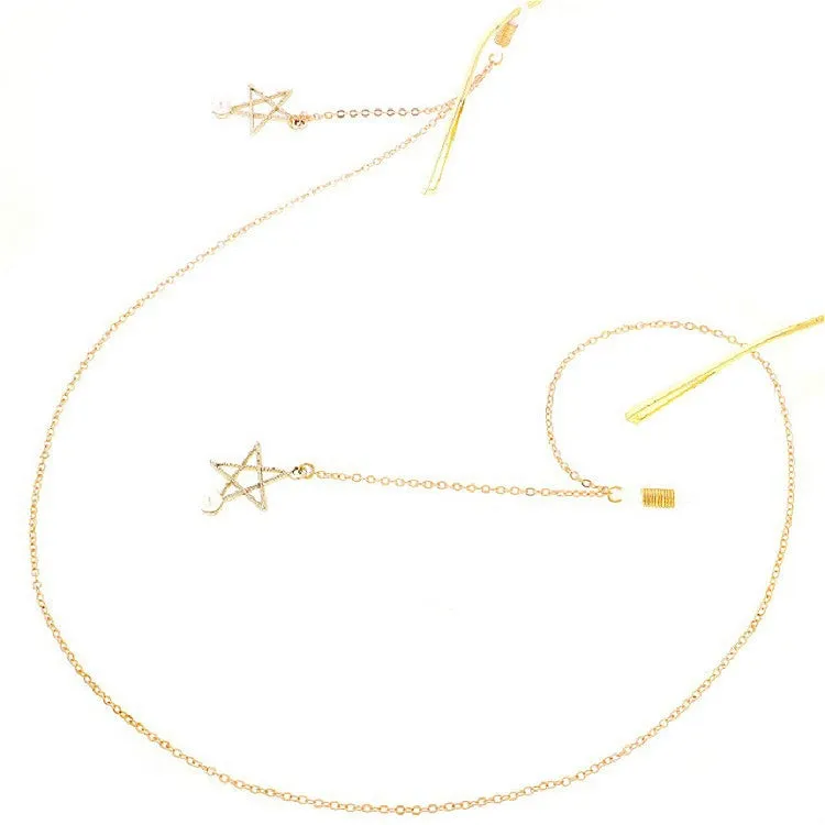 Non-slip Metal Glasses Pendant with Pearl Pendant Glasses Chain(Silver)