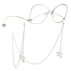 Non-slip Metal Glasses Pendant with Pearl Pendant Glasses Chain(Silver)